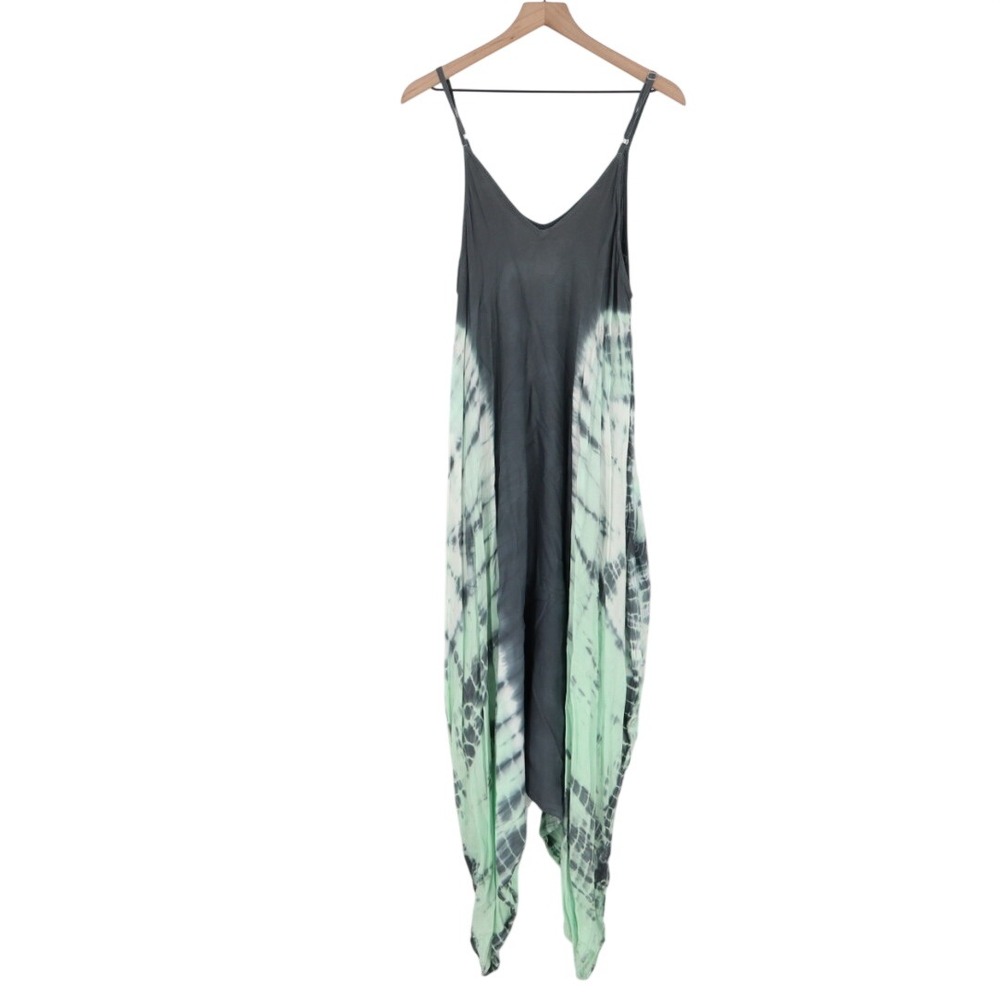 INGEAR Green & Gray Tie-Dye Maxi Jumpsuit